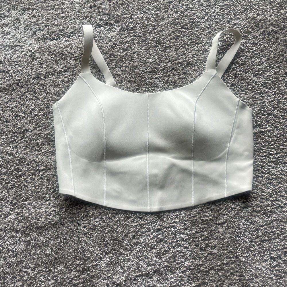 OFFLINE By Aerie Real Me Hold Up! Corset Sports Bra Oatmeal